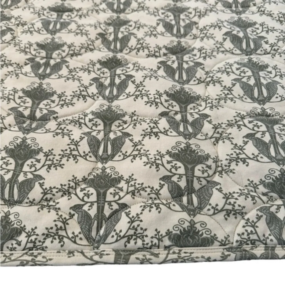 Kate Quinn Organic Cotton Muted Green Bird Print Quilt Baby Nursery Blanket‎